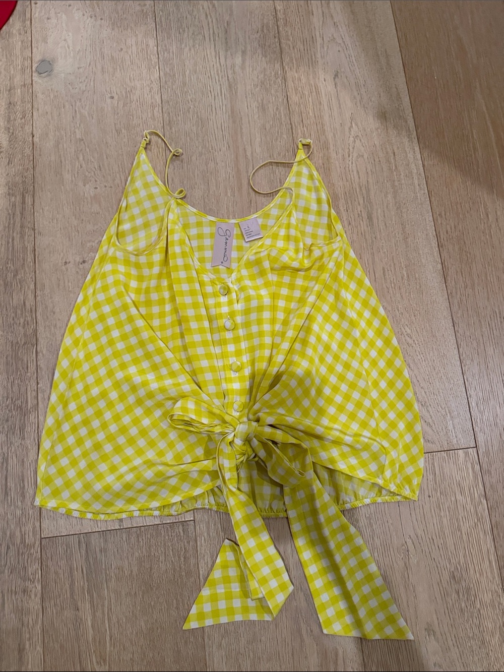 Gemma Yellow Gingham Tie-Front Camisole